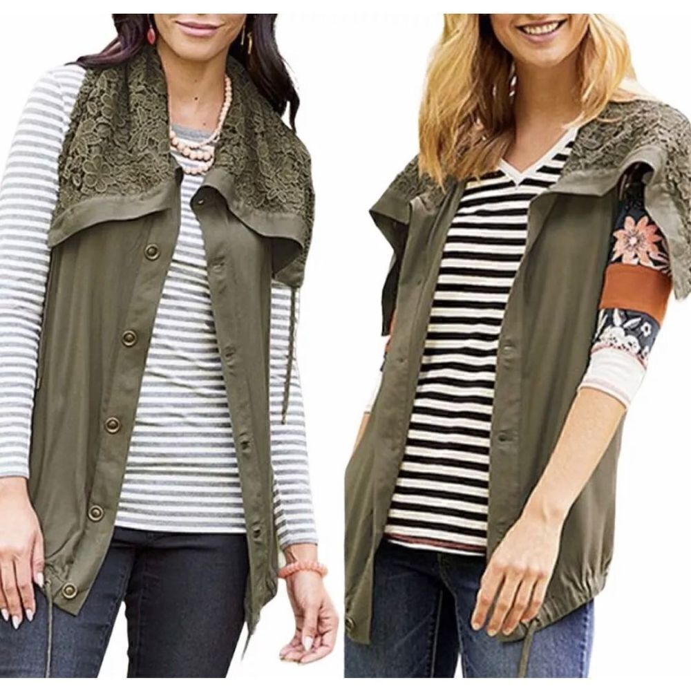 Matilda Jane Ambitious You Army Green Floral Cape Vest XXL